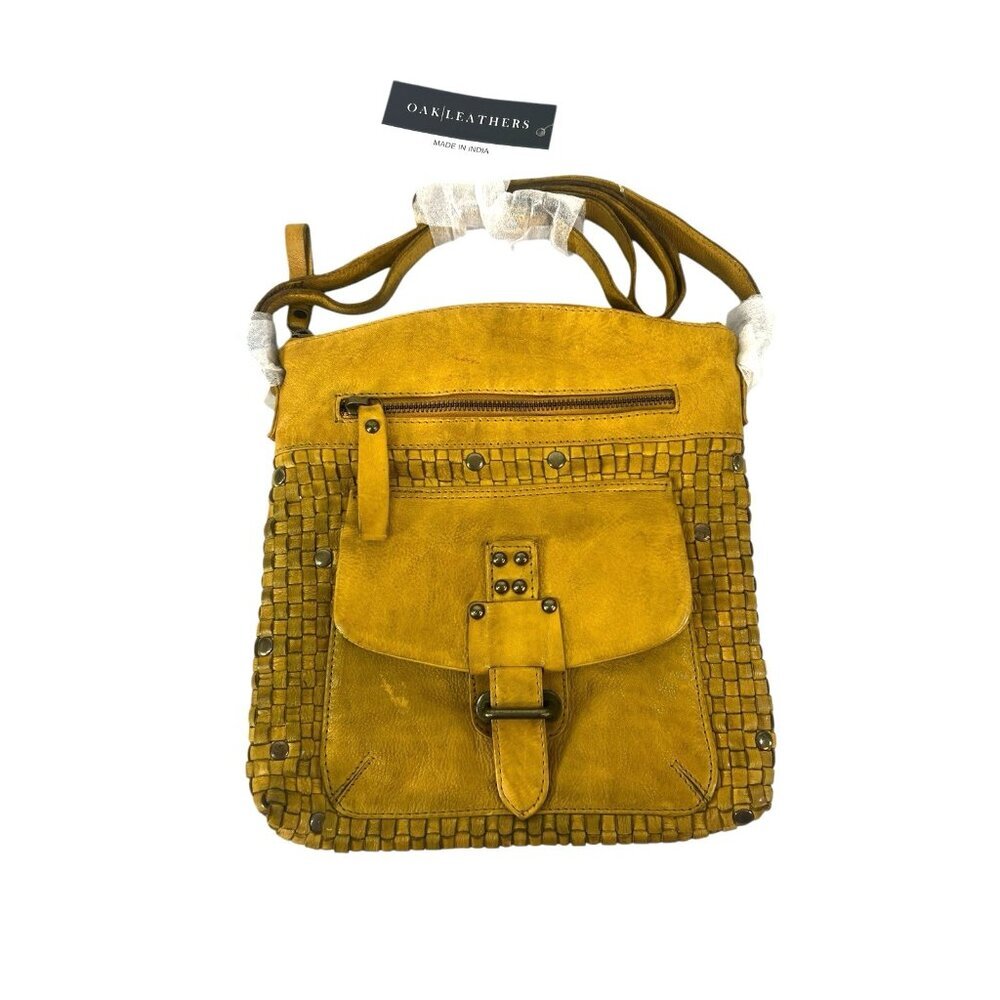 Oak Leathers Crossbody Messenger Shoulder Bag Ember Weave Handmade India‎ - Picture 2 of 6